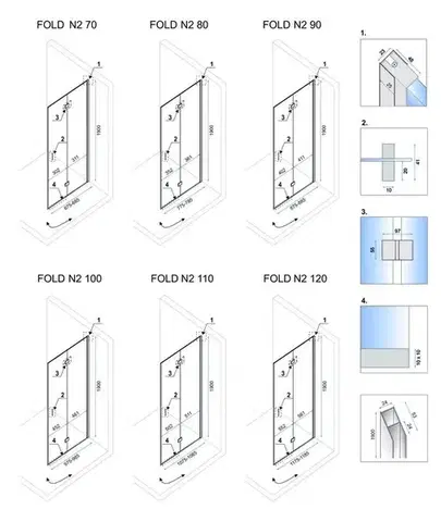 REA/S Skládací sprchový kout FOLD N2 100 x 120 KPL-07459
