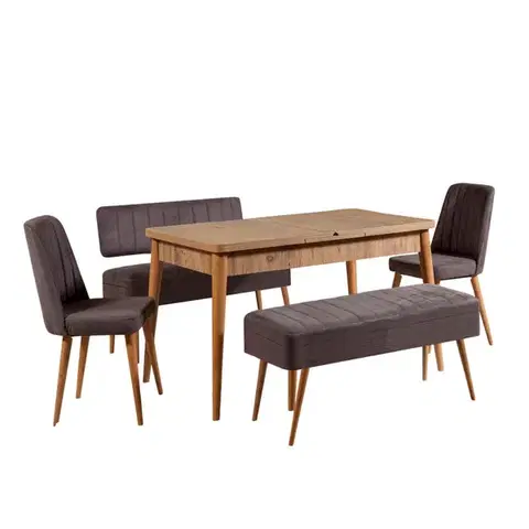 Jídelní set s rozkládacím stolem a židlemi (5 kusů) Vina 0701 - 4 - Anthracite, Atlantic
