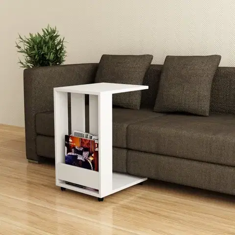 Odkládací stolek / Příruční stolek Edi - White