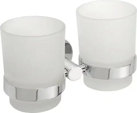 SAPHO X-ROUND dvojitý držák skleniček, mléčné sklo, chrom XR902