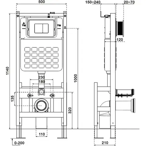 MEXEN Tex F volně stojící pneumatický předstěnový rám pro WC 61101A