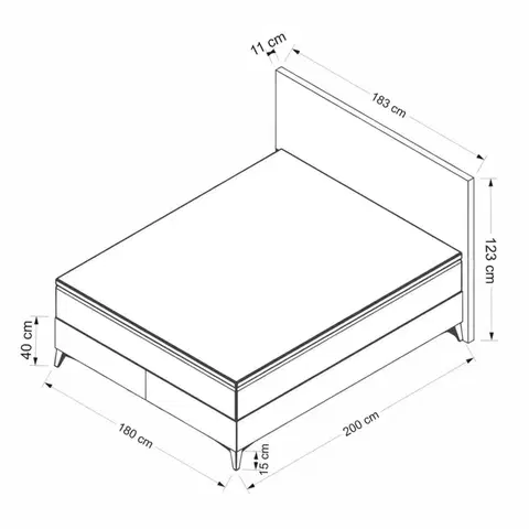 Rám dvoulůžkové postele s čelem Bade 180 x 200 - Beige