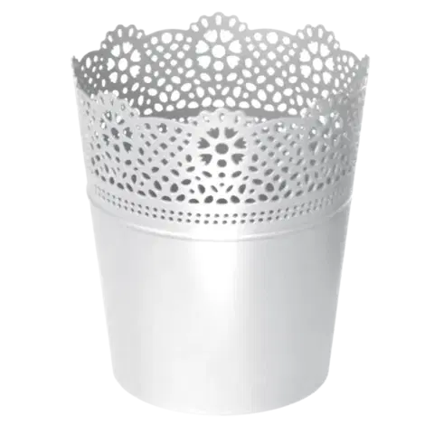 PROSPERPLAST - Obal na květináč LACE 14cm bílý