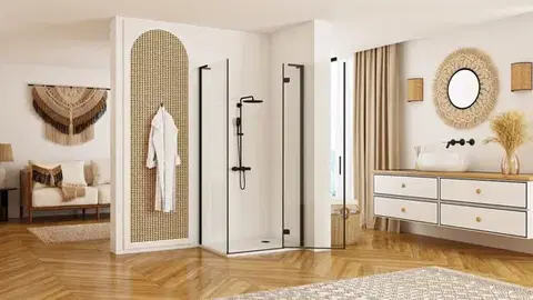 REA/S Sprchová kabina Hugo Black 100x80 KPL-45224