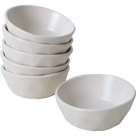 Sada 6 kameninových misek Facetta 12 cm, krémová