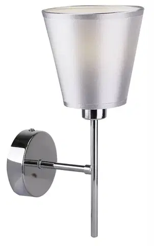 Chromová nástěnná lampa s kuželovým látkovým stínidlem E14 Vox