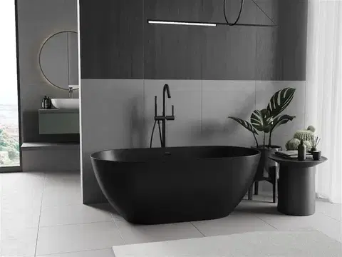 MEXEN Rimini volně stojící vana z litého mramoru 150 x 75, černá mat 57241507570