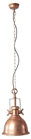 Estila Industriální závěsná lampa Manilla v měděné barvě z kovu 45cm