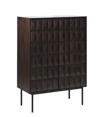 Estila Barová skříňka Dopio, tmavý dub, 3D reliéf, 130 cm