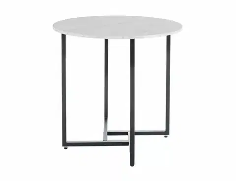 Signal Kulatý jídelní stůl Alto 80 cm bílý mramor/černý