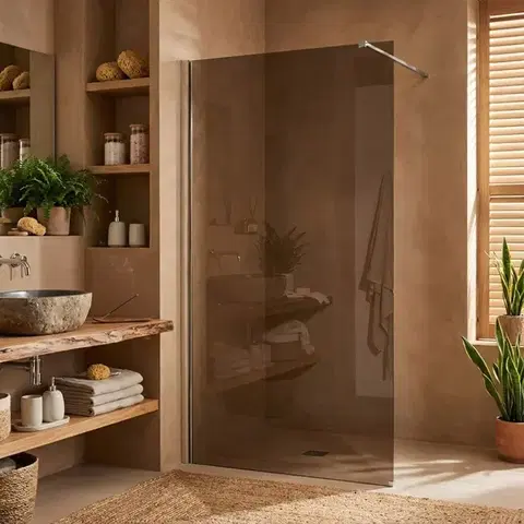 REA/S Sprchová zástěna Flexi Brown / Chrome 130 KPL-K99089