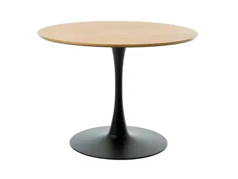 Estila Jídelní stůl Holstebro, dub/černý kov, Ø 100 cm