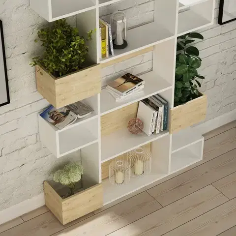 Knihovna Niho - White, Oak
