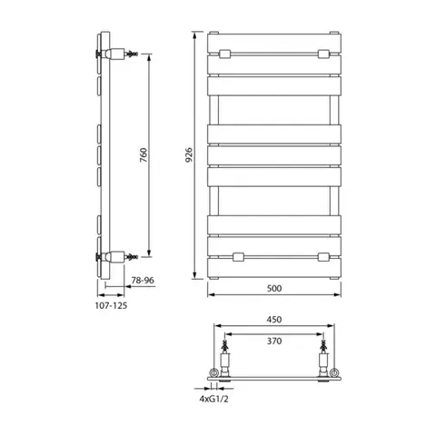 AQUALINE BONDECO otopné těleso 500x923, černá mat DC592B