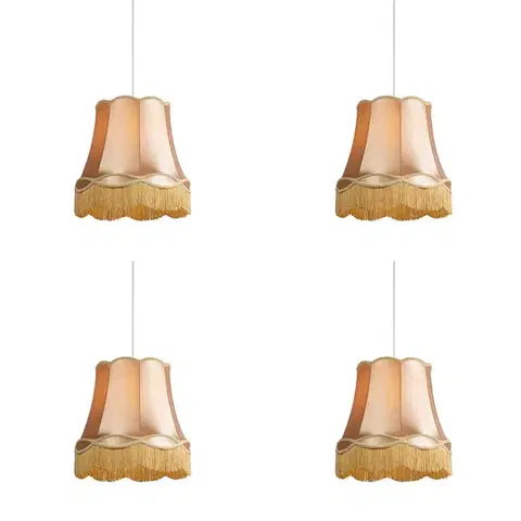 Sada 4 retro závěsných lamp zlatých 45 cm - Granny