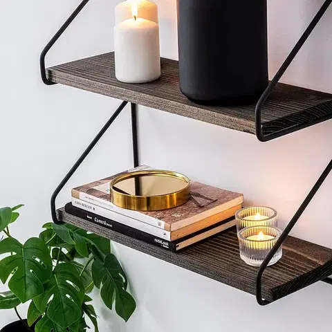 Polička Viola Black and Walnut