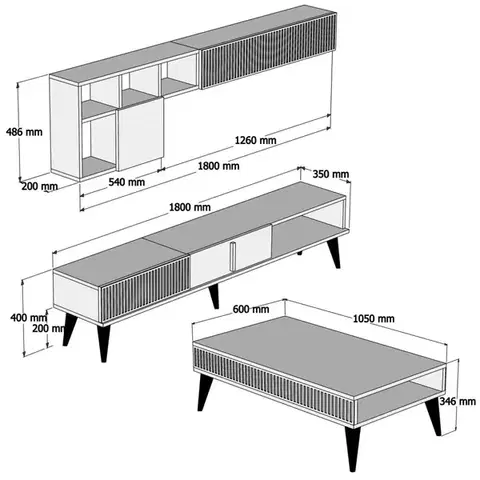 Living Room Furniture Set Milan - Walnut, Black