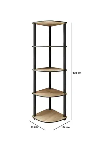 Knihovna Bookcase 5 Corner - Oak