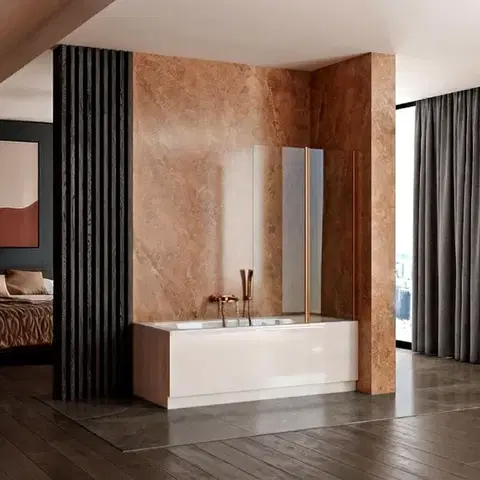 REA Skládací vanová zástěna AGAT-2 80 Brush Copper REA-W5696