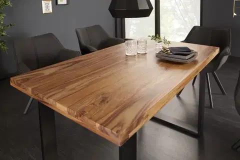 Estila Industriální jídelní stůl z masivu Steele Craft 140cm černá