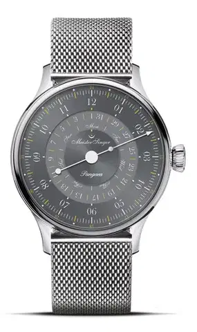 MeisterSinger Pangaea Day Date 365 Grey PDD365927 - Kovový mesh náramek