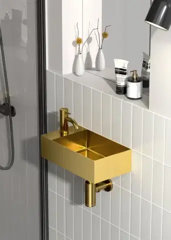 Závěsné umývátko ve zlaté barvě SAT Aurum 36x18 cm bez přepadu SATAUR3618BG SATAUR3618BG