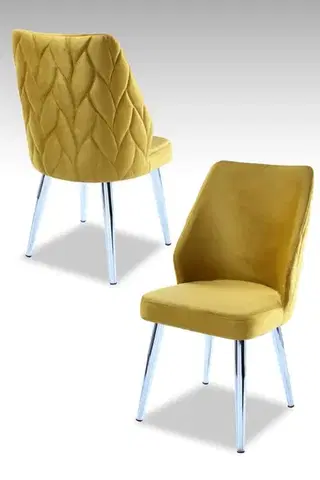 Sada židlí (2 kusy) Pufi - Yellow, Chrome