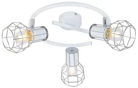 Spirálová stropní lampa s bílým drátěným stínidlem 3x40W Sancho