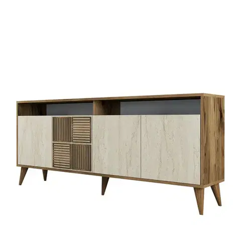 Skříňka Milan 2 Walnut and Travertine