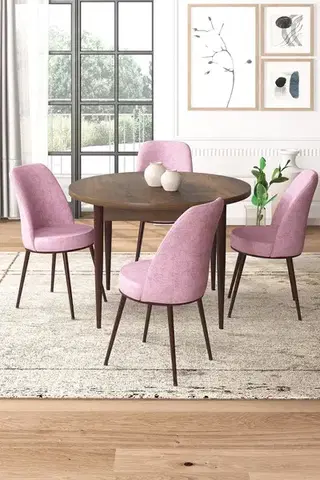 Dining Table & Chairs Set (5 Pieces) Tor - Baroque, Pink