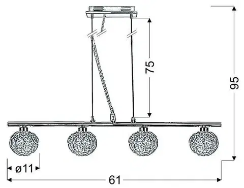 Závěsná lampa s chromovaným skleněným stínidlem a opleteným 4x40W koule