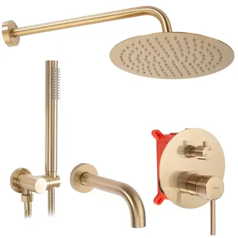 REA Sprchový set s baterií 150mm Lungo kartáčované zlato + BOX REA-P6609