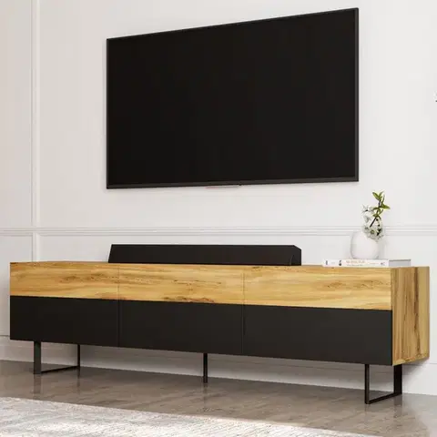 TV stolek Sign - Black, Oak