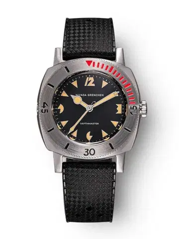 Nivada Grenchen Art Deco Depthmaster - Black Leather
