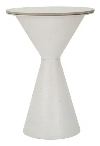 Estila Minimalistický designový kulatý bílý příruční stolek Edal s kuželovou nohou s mramorovým vzhledem 63 cm