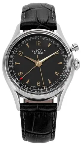 Vulcain Cricket Tradition 39 mm - Black/Gold - Black Alligator