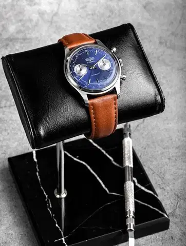 Vulcain Chronograph 70's - Blue - Brown Plain