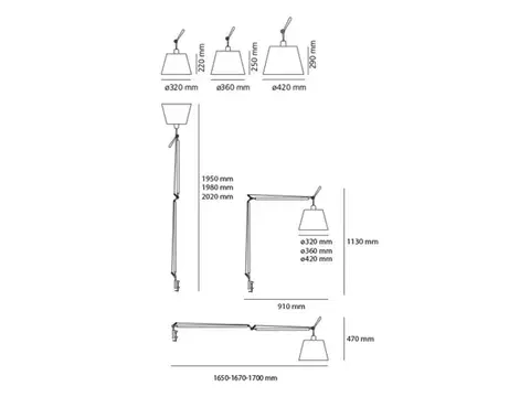 Artemide stolní lampa Tolomeo Mega Table 21 W E27 220-240 V černá tělo bez základny a stínítka