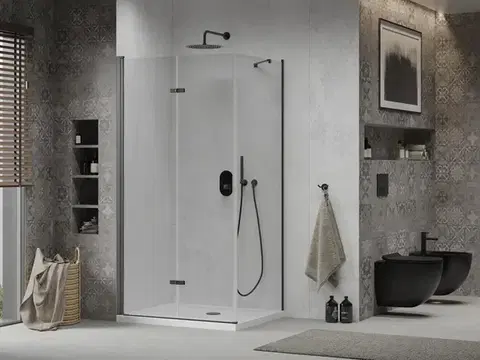 MEXEN/S Lima sprchový kout 70x110, transparent, černá + bílá vanička se sifonem 856-070-110-70-00-4010B
