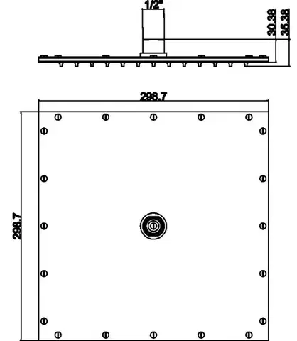 NOVASERVIS Pevná sprcha nerez čtverec "tropický déšť" 300 mm chrom RUPV/246,0
