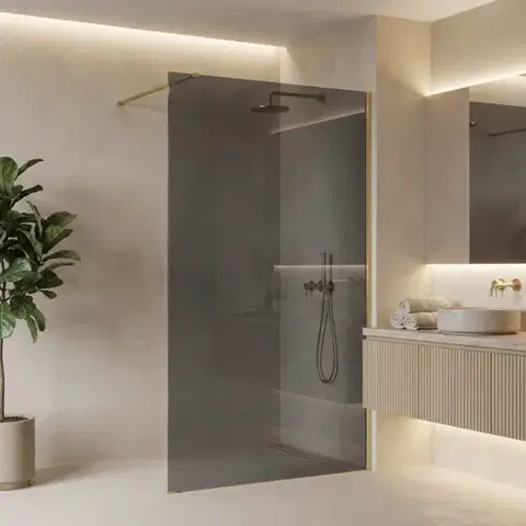 REA/S Sprchová zástěna Flexi Grey / Brush Gold 140 KPL-K99280