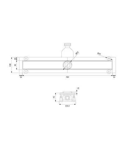 OMNIRES LOWFIX lineární sprchový odtok s krycí deskou pro dlažbu, 70 cm černá /BLH/ LOWFIX70TBL