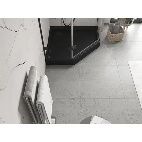MEXEN Flow+ pětiboká sprchová vanička 80 x 80, černá mat 46P708080H