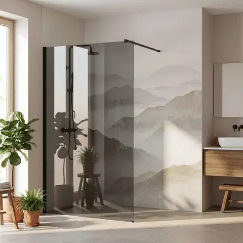 REA/S Sprchová zástěna Flexi Grey / Black 80 KPL-K99186