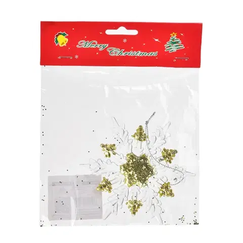 Mondex Vánoční závěsná ozdoba Santa Lila Vločka 11 cm transparentní/zlatá
