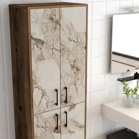 Skříň Berlin Walnut and White Marble