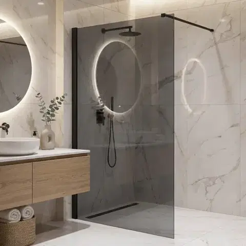 REA/S Sprchová zástěna Flexi Grey / Black 130 KPL-K99181