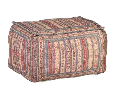 Estila Etno stylová taburetka Imre Red s barevným ornamentálním potahem 75cm