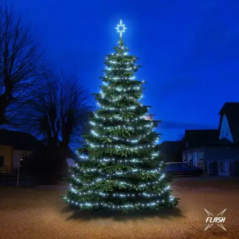 DecoLED LED světelná sada na stromy vysoké 6-8m, ledová bílá s Flash