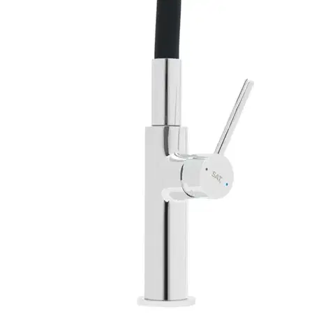 Dřezová baterie SAT se silikonovým ramínkem černá/chrom SATBSD290C2F SATBSD290C2F